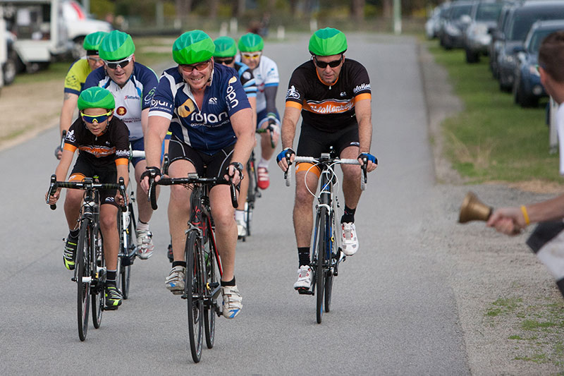 Those smiles quickly turned to grimaces, one lap to go in D grade